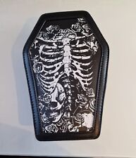 Gothic Coffin Shape Crossbody Bag, black, skeleton, skulls & roses. Steampunk 