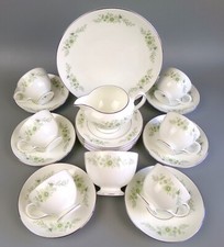 Wedgwood Westbury Tea Set Service. VTG Bone China. 6 Cups Plates 21 pc. Green.