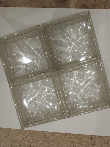 Clear wavy glass brick 19x19x8 - wavy,