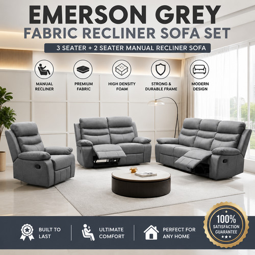 Emerson grey fabric - grey, recliner