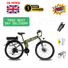 Yasyas 26" Folding Electric Mountain Bike, 250W Motor, 36V Battery,G4 Army Green