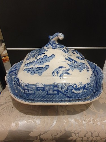 Vintage blue white willow - blue&white,