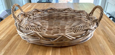 Large 20 Inch Oval Wicker Woven Tray With Handles Decorative Display Table Piece