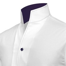 Men's White Contrast Navy Blue