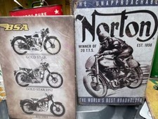 Norton & BSA / Gold Star retro Garage Workshop Signs  Measure 12 Inches x 8