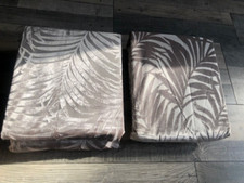 NEXT Warm Silver Gold Cut Velvet Palm Leaf Eyelet Lined  Curtains 168x229 CM NEW