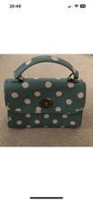Cath Kidston Green Oilcloth Bag White Spots Long Strap Bag 10x7x3" BNWOT