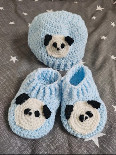 Hand crocheted baby panda hat - hand-crocheted,