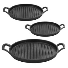 Cast Iron Griddle Pan Non-Stick Reversible BBQ Grill Plate Skillet Gas Hobs Use