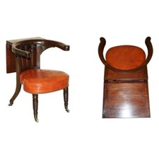 ANTIQUE MORGAN & SAUNDERS GEORGE IV 1820 MAHOGANY COCKFIGHTING LIBRARY ARMCHAIR