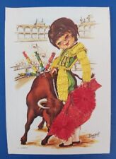 Vintage Embroidered Spanish Bull Fighter Postcards Letter Card 6-Torero Isabel