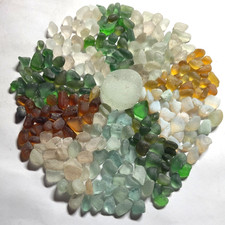 251 Very small Multi Coloured Mosaic Sea glass Pieces Seaham Opaline Green Amber
