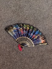 Ladies Rose Lace Black Fan