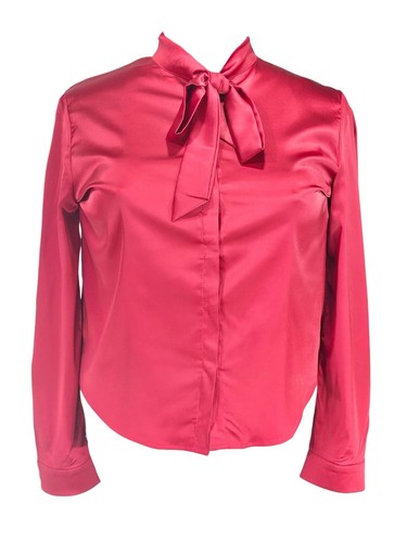 Burgundy satin pussybow - pussybow, blouse