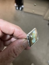 Antique Silver Or White Metal  Opal or butterfly wing under glass Hat Pin  