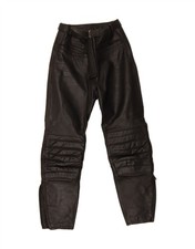 HEIN GERICKE Womens Moto Racer Leather Trousers IT 34 2XS W24 L25 Black PG06
