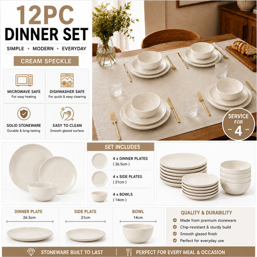 12pc stoneware dinner set - 12pc,