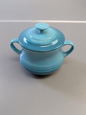 Le Creuset Small Blue Bean Pot With Lid 0.5L Ceramic Oven Safe
