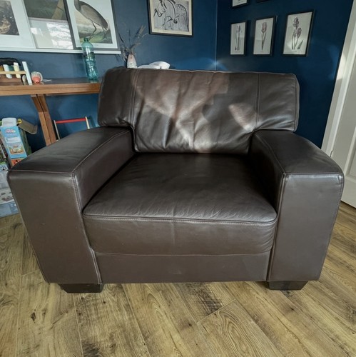 Brown leather armchair - brown,