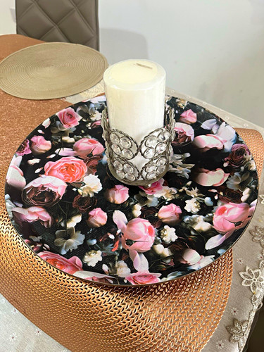 Large round floral - round, serving