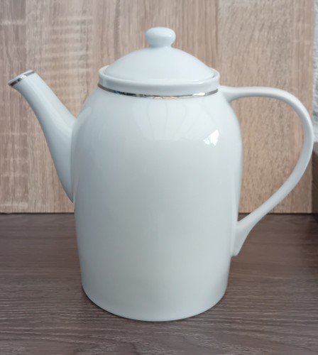 White teapot glossy china - in,