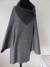 Oska Virgin Wool Cape Coat Oversized Relaxed Fit Wrap Size 3 Comfort GREY 16/18