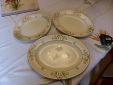 JHW&SONS,  HANLEY, ENGLAND FALCON WARE, HAND PAINTED TRIO OF SERVERS 35,30,27CM