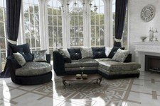 Sofa Crushed Velvet Armchair Black Silver Argent Dallas Vegas Bella Chair Suite