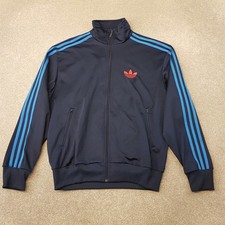 Adidas Mens Track Jacket Medium Blue SST Firebird Originals Red Trefoil Retro