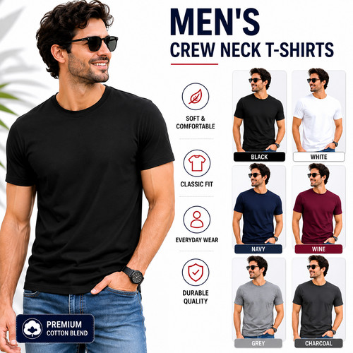 Mens crew neck shirt plain - crew,