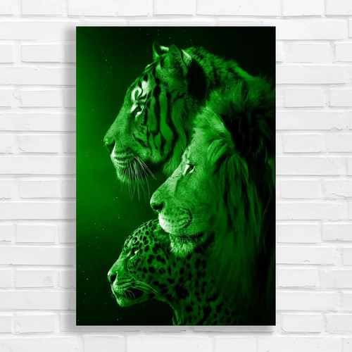 Majestic big cats green canvas - big,