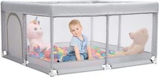 BEJOY Baby Playpen, 125cm Compact and Strong, Foam Protection, Anti-Slip Safety
