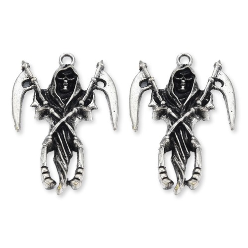Tibetan silver charms - silver, grim