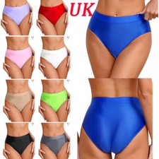 UK Womens Briefs Shiny Thongs Bikini Bottom Panties High Waist Knicker Low Rise