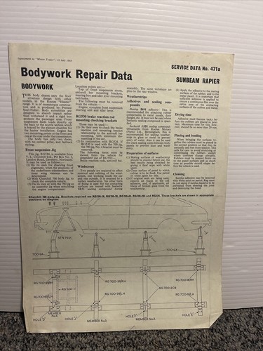 Bodywork repair data sheet - bodywork,
