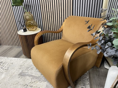Caramel mohair velvet armchair - caramel,