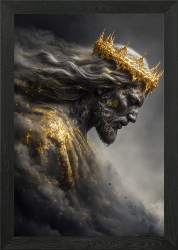 Golden crowned jesus - golden, bowing