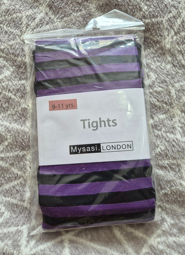 Purple black stripy tights - black,