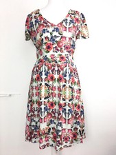 Oliver Bonas Poem 8 Tea Dress White Multi Pixel Floral Kitsch Cottagecore Summer