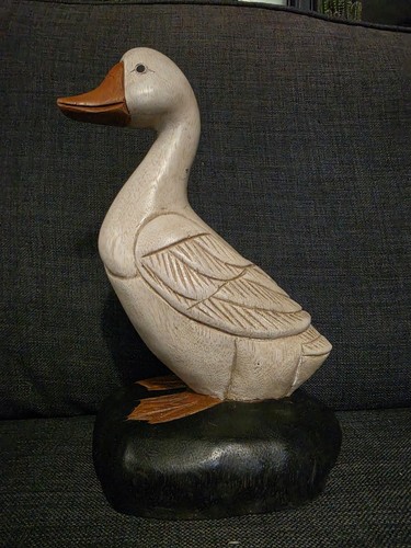 Large hand carved wooden goose - large,