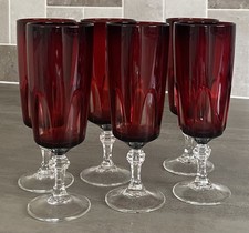 Luminarc Vintage Ruby Red Gothic Arch Christmas Red Champagne Flute x6 