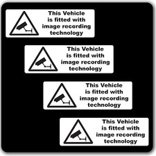 Pack of 4 CCTV image recording fitted Warning Stickers Sign Car Taxi Home Window