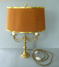 Vintage Brass Bouillotte Table Lamp - Antique Gold, 2 Arm, Rope Swag - Working