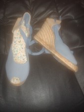 Evie blue wedge open toe shoes