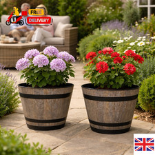 2Pc Plastic Whiskey Barrel