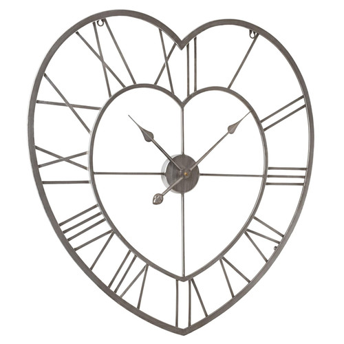 Metal heart shaped wall clock - metal,