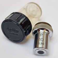 Meopta P 10x 0.30 Vintage Microscope Objective With Case, Very Good Condition