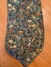 Vintage Rainforest Cafe Frog All Over Print 100% Silk Tie Made In USA