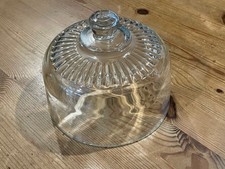 Vintage clear glass dome food cover with handle