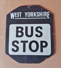 Wooden Bus Stop Flag - West Yorkshire Road Car - Double Sided - 16" x 13"